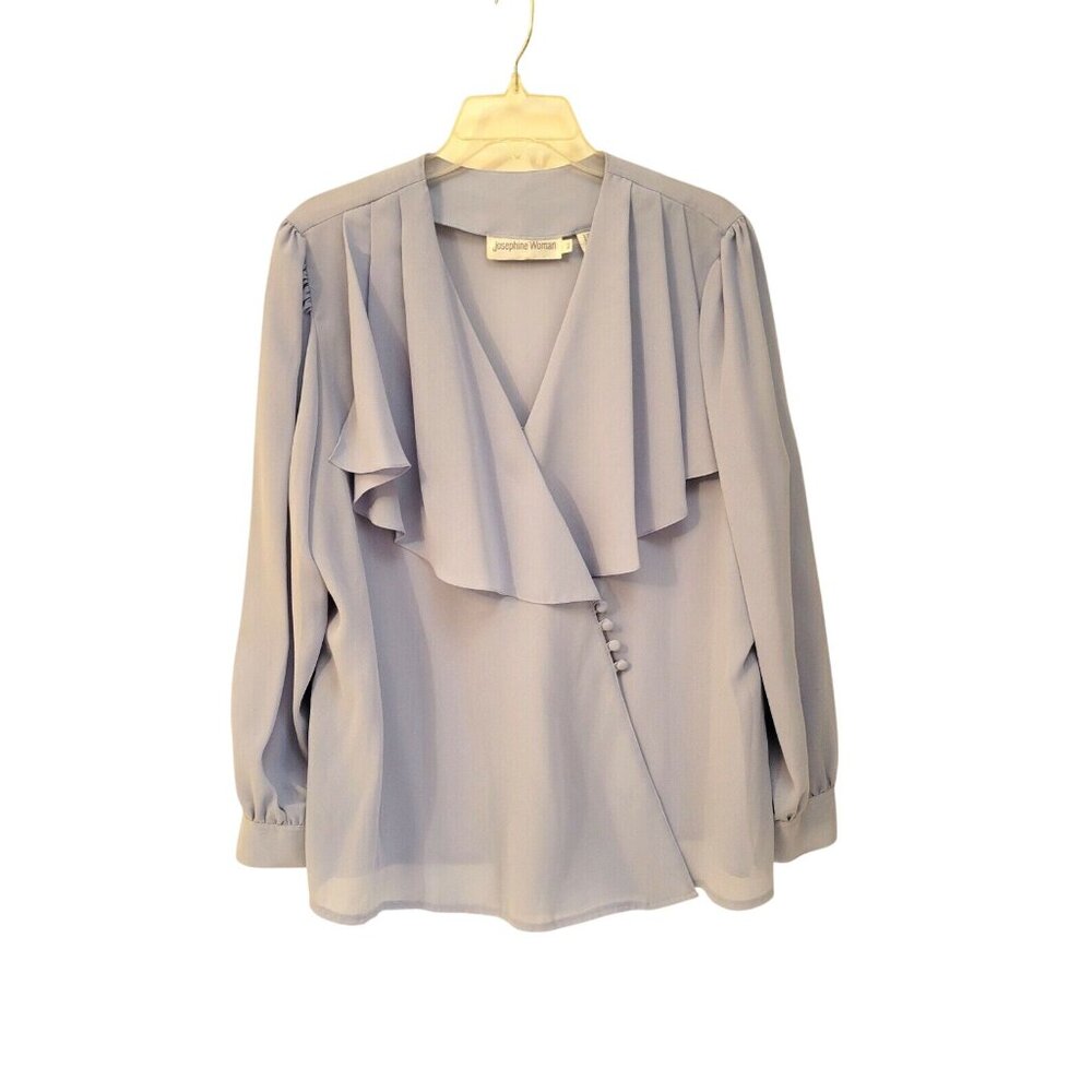 Blue Drape Front Blouse Josephine Woman Size 42 US 2XL - Picture 4 of 4